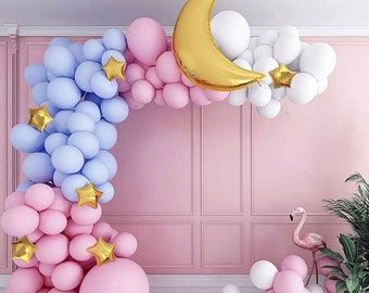 Gender Reveal Balloon Garland Kit Pink Blue White Baby Shower Pastel Gender Reveal Balloon Arch Kit