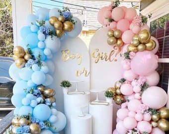 Gender Reveal Balloon Garland Kit Pink Blue Gold Baby Shower Pastel Balloon Arch Kit Gender Reveal Balloon Arch Kit