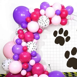 Rosa und Lila Pfoten Ballon Girlanden Bogen Kit Pfoten Luftballons Rosa Ballon Set für Geburtstag oder Hundegeburtstag