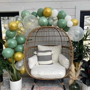 Sage Olive Green Balloon Garland Arch Kit White Gold Confetti Balloons Retro Green Balloon Arch Kit for Wedding Birthday Baby Shower image 5