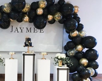 Black & Gold Balloon Garland Kit: Graduation, Anniversary, Birthday