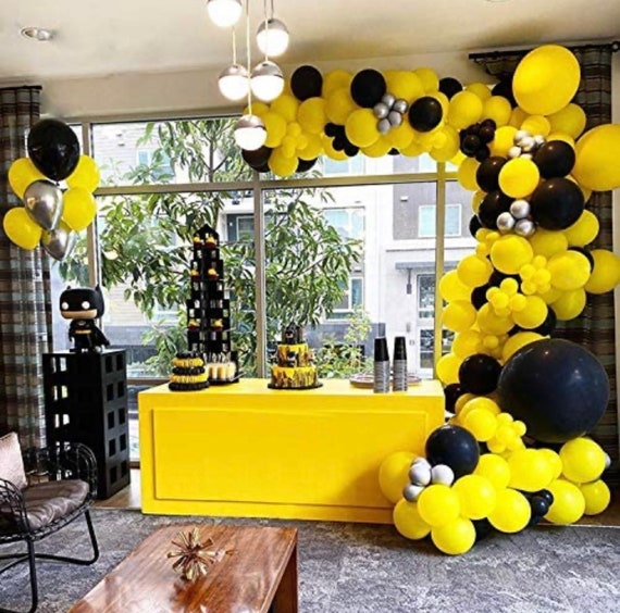 Bumble Bee Balloon Garland Arch Kit Black and Yellow Balloons Superhero  Batman Balloon Arch for Birthday Party or Gender Reveal 