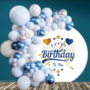 Baby Blue Shower Balloon Garland Kit with White and Silver Birthday or Baby Shower Balloons Winter Wonderland Blue Balloon Arch Kit