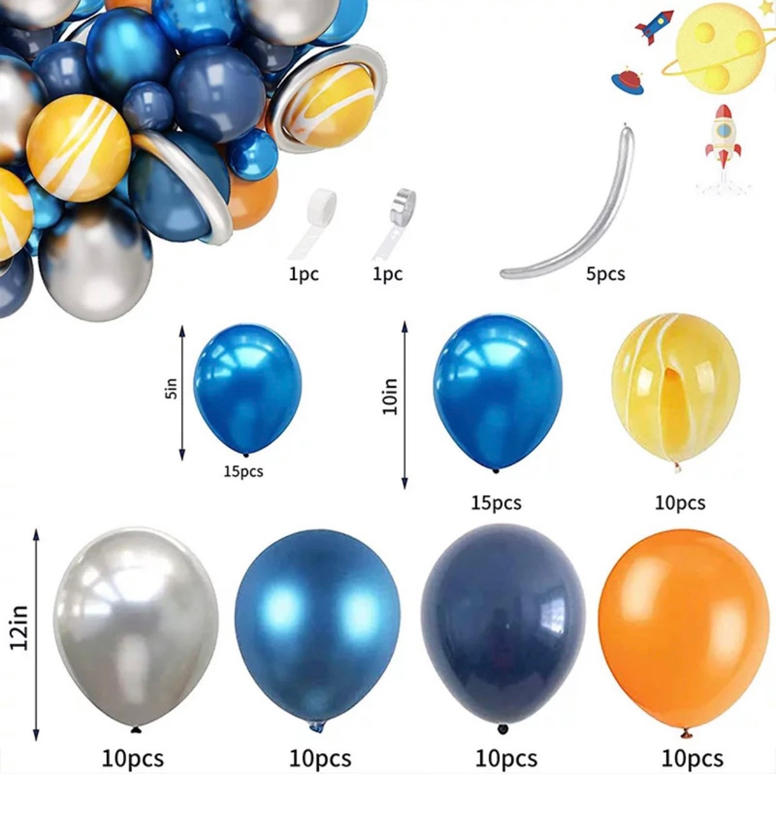 Astronaut Balloon Garland Arch Kit Blue Orange Balloons Space - Etsy