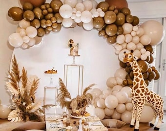 Zestaw girlandy balonowej w kolorze boho brown: neutralny łuk na baby shower