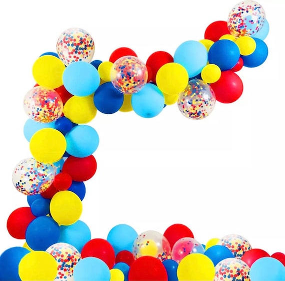 Kit d'arc de ballons de fête de cirque, guirlande de ballons rouge bleu jaune, décorations de carnaval d'anniversaire, confettis arc-en-ciel, Ballon pour réception-cadeau pour bébé  15