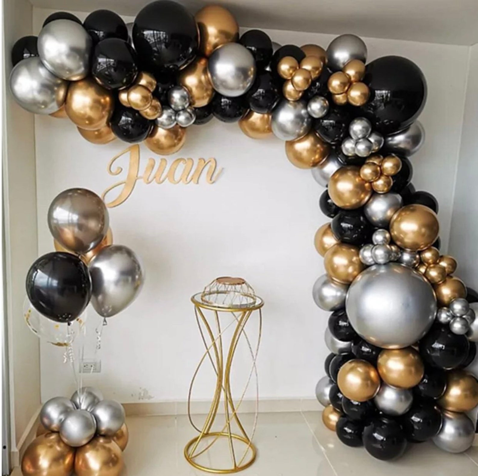 Graduation Balloon Garland Kit Black Gold Silver Anniversary Etsy
