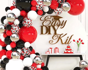 Casino Balloon Garland Kit: Red, Black, White Party Decorations