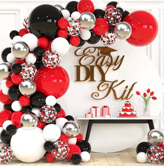 Casino Balloon Garland Kit: Red, Black, White Party Decorations