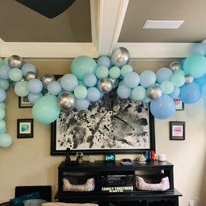 Blue Baby Shower Balloon Garland Kit Pastel Blue, Mint Green, and ...
