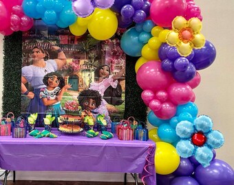 Encanto Balloon Garland Kit: Pink, Purple, Yellow, Turquoise Arch