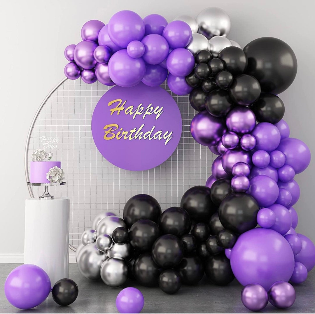 Purple Balloon Garland Arch Kit Wednesday Adams Purple Black Silver