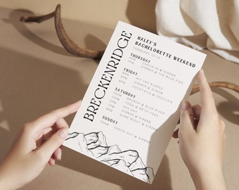 Mountain Ski Weekend Bachelorette Party Itinerary - Customizable for your location: Breckenridge, Vail, Telluride, Aspen, Colorado, Utah