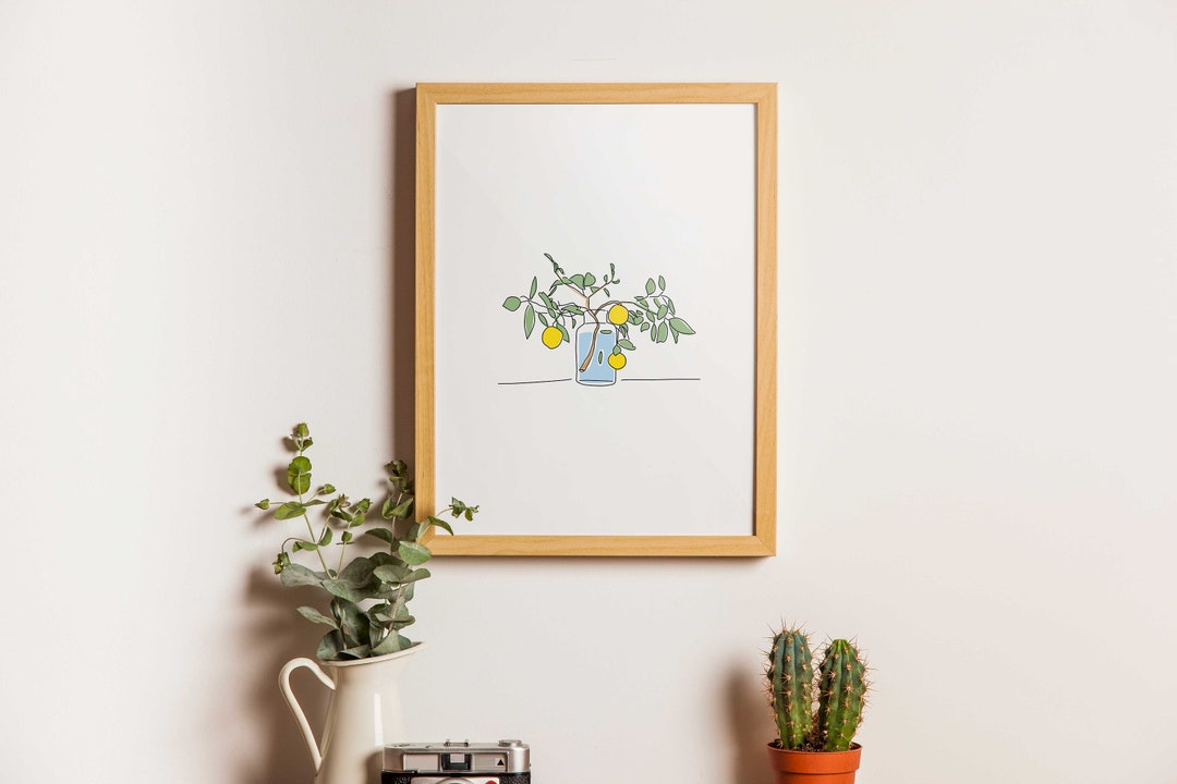 A Lemon Tree Design,yellow&green Wall Decoration,botanical Illustration ...