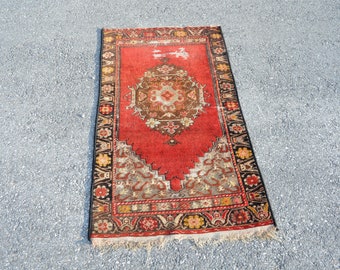 1.8x4.2 Ft Vintage decorative mini Turkish rug