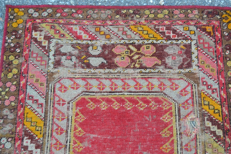 turkish rug 2.6x4.7 ft runner rug oushak rug oriental vintage rug vintage decor home decor handmade rug decor carpet rugs anatolian rug