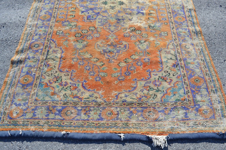 turkish rug 5.5x8.8 ft orange oushak rug oriental vintage rug vintage decor home decor room decor carpet rugs anatolian rug boho handmade