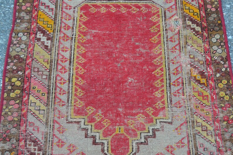 turkish rug 2.6x4.7 ft runner rug oushak rug oriental vintage rug vintage decor home decor handmade rug decor carpet rugs anatolian rug