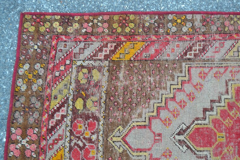 turkish rug 2.6x4.7 ft runner rug oushak rug oriental vintage rug vintage decor home decor handmade rug decor carpet rugs anatolian rug