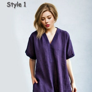 Stylish Linen Tunic Dress with Split Neck - Embrace the Modern Summer Trend | Customizable | Personalizable