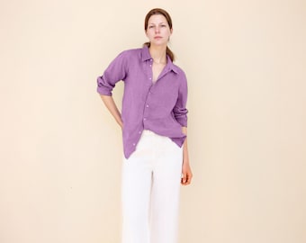 Relaxed Fit Linen Shirt – Long Sleeve Lightweight Button Down Blouse for Women, Soft Washed Linen Summer Top | SKU.25T22T3H