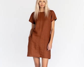 Robe d'été en lin faite main pour femme | Options maternité et grandes dimensions | Coupe estivale décontractée | Cadeau personnalisé pour elle | Personnalisable