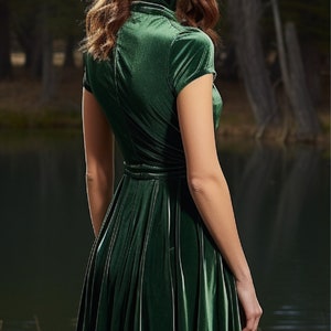 Elegant High Neck Velvet Dress Modern Twist on Classic Sophistication Tailor to Your Style image 5