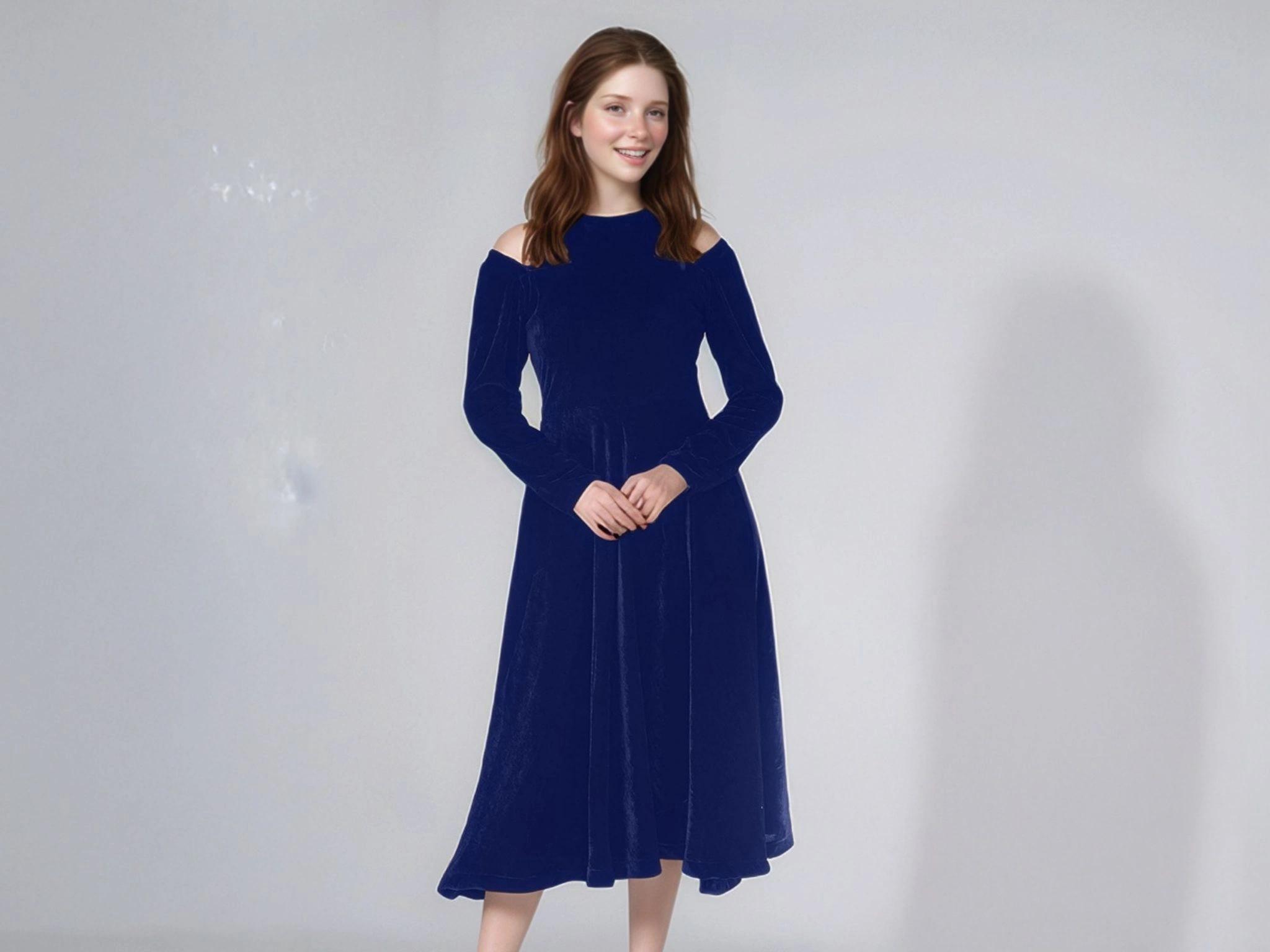 Dark Plum Velvet Midi Dress off Shoulder Long Sleeve Fit and Flare Party Dress for Women | SKU.24T17T5H - Etsy New Zealand Dark Plum Velvet Midi Dress off Shoulder Long Sleeve Fit and Flare Party Dress for Women | SKU.24T17T5H - Etsy New Zealand
