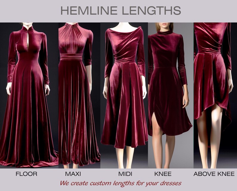 a group of women's dresses in different colors