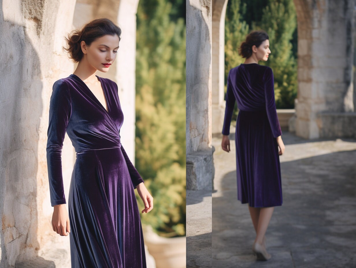 Elegant Deep V Velvet Dress