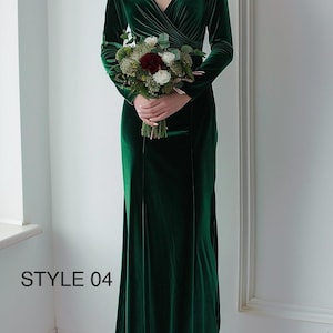 Emerald Green Velvet Dress | Bridesmaid or Party Gown | Plus Size | Custom Formal Dress | Winter Wedding Gown | New Year Maxi Dress
