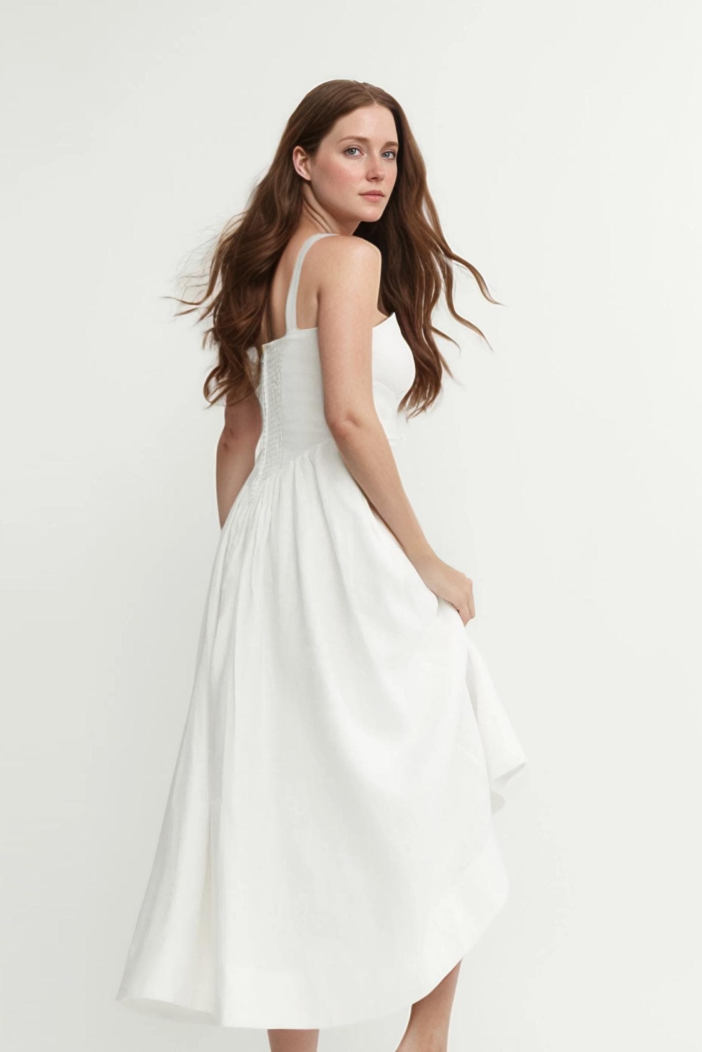 white midi dress thick straps White Midi Dress - All Dresses