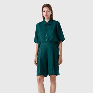 High-Waisted Linen Shorts for Women – Wide Leg Summer Shorts with Pockets & Elastic Waistband | SKU.25T22T5D