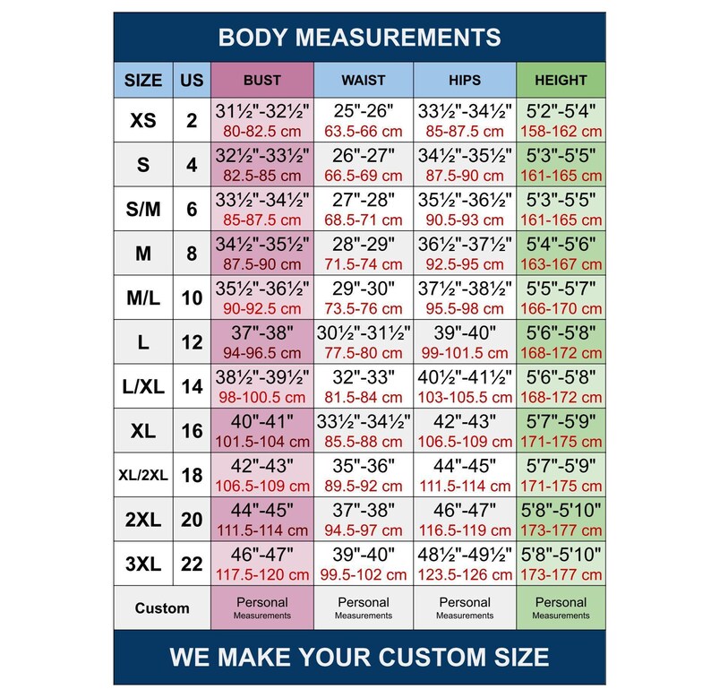 the body measurements chart for men and women