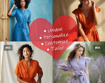 Personalized Handmade Linen Dress - Customize, Tailor, and Create Your Unique Linen Outfit - Boho Chic Linen Summer Attire | 231022A