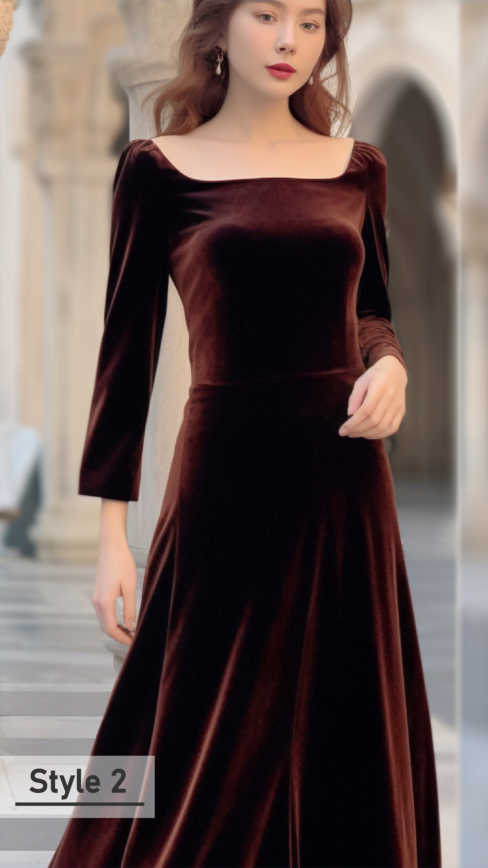 スーツ・フォーマル・ドレス Square neck velvet dress il_1080xN.5756898824_kcd4.jpg