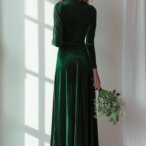 Emerald Green Velvet Dress | Bridesmaid or Party Gown | Plus Size | Custom Formal Dress | Winter Wedding Gown | New Year Maxi Dress