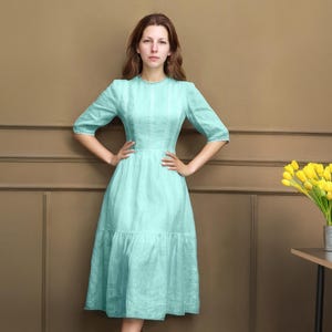 dusty mint green dress Dusty Mint Embroidery Dress - Flower Girl Dress main image 1
