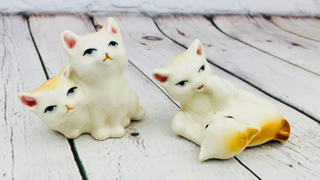 オレンジと白の猫の置物 約15cm ヴィンテージ 陶器製白とオレンジの猫の置物 2 組セット - Etsy 日本