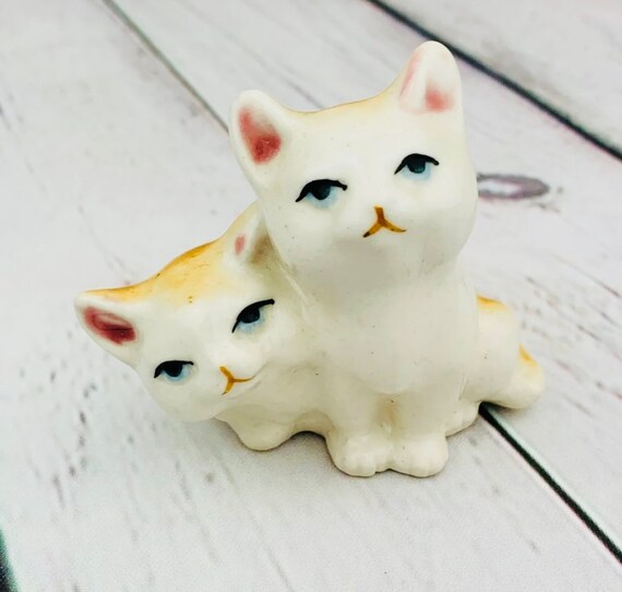 ヴィンテージ 陶器製白とオレンジの猫の置物 2 組セット - Etsy 日本