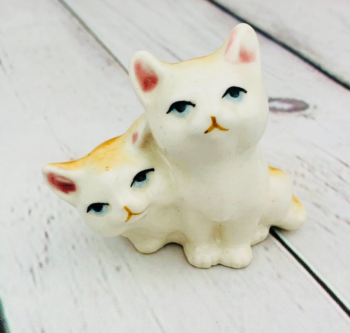 陶器 猫の置物 白とオレンジ ヴィンテージ 陶器製白とオレンジの猫の置物 2 組セット - Etsy 日本
