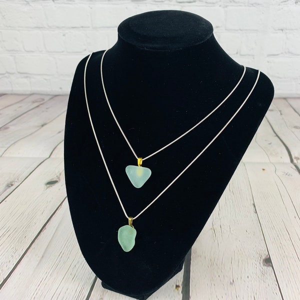 Genuine Beach Sea Glass Pendants with Sterling Silver or Stainless Necklace! BEAUTIFULLY TUMBLED Multiple Colors, Chains, & Styles!