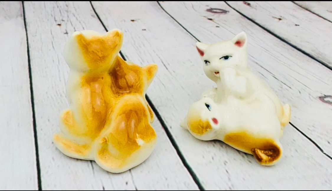 ヴィンテージ 陶器製白とオレンジの猫の置物 2 組セット - Etsy 日本