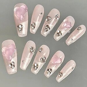 French Tip Ombre Nails Pink Nails Combined With Pink Heart - Etsy