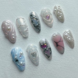 Fresh Cute Nails : Freestyle 3D Raised Gel Nail Set With Heart and ...