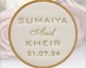 Custom Wedding Cookie Embosser: Personalized Biscuit Stamp, Cake Decorating