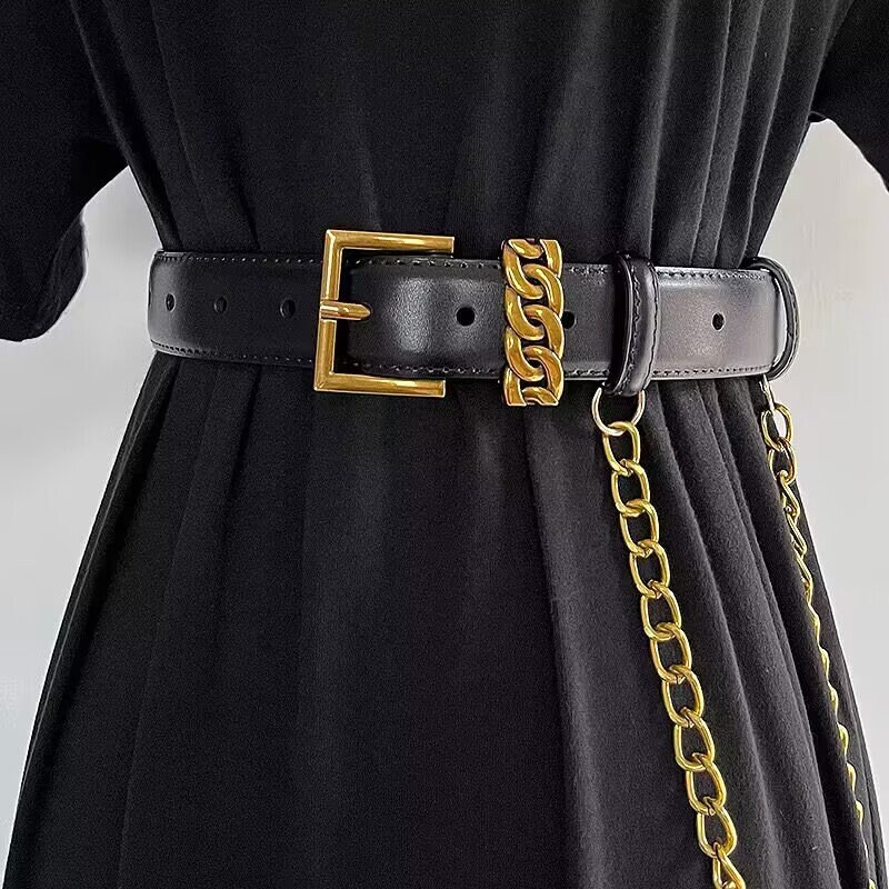 BODIY Punk Women Waist Belts PU Leather Fashion Body Chain Belt Circle Rave Halloween Accessories Belt Adjustable Gothic