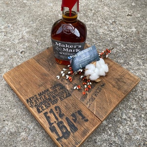 Square Lazy Susan. We call it a Lazy Kyle - Bourbon Barrel square spinning serving tray