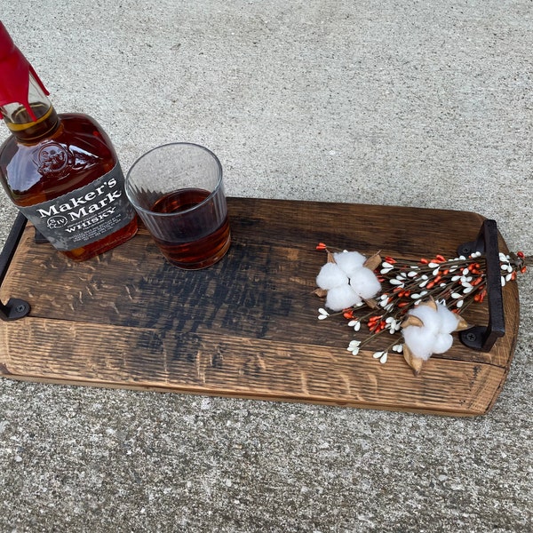 Bourbon Barrel Serving Tray made from reclaimed Kentucky Bourbon Barrels