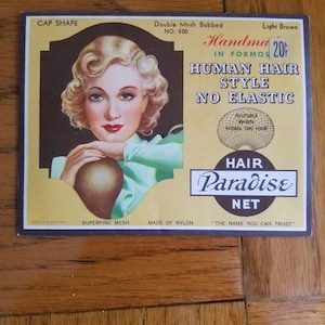 Vintage Hair Net | Vintage Hair Net for Human Hair Handmade in Formosa | Superfine Mesh | Made of Nylon | Original Packaging | 1930s